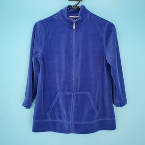 Studio Works Size Petite Small (PS) Velvet Blue 3/4 Sleeve Jacket